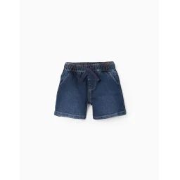 Short En Jean Avec Cordon Comfort Denim Bleu Foncé