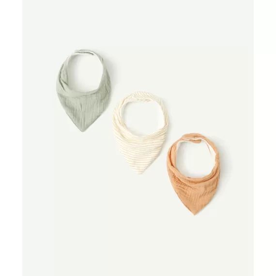 Lot de 3 bavoirs bébé en gaze coton style bandanas –  – Soldes
