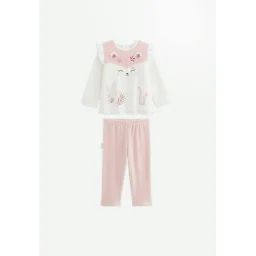 Pyjama Bébé 2 Pièces En Velours Écru Louisa Ecru