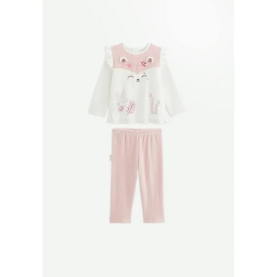 Pyjama Bébé 2 Pièces En Velours Écru Louisa Ecru