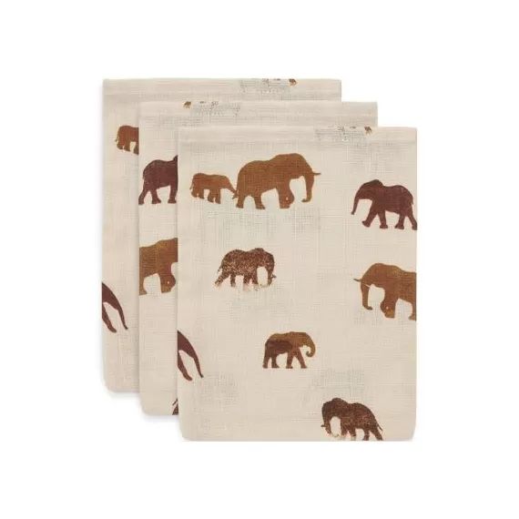 Lot de 3 gants de toilette hydrophiles Savannah éléphant