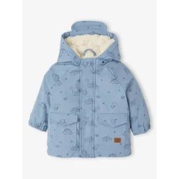 Ciré bébé à capuche doublé en sherpa bleu grisé
