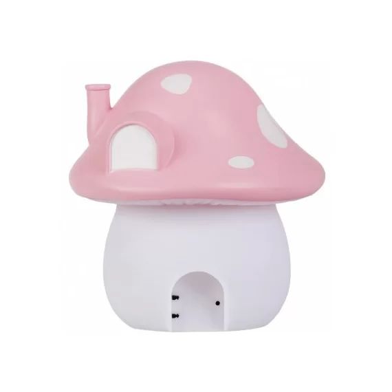 Veilleuse Maison champignon rose avec autocollants féerie (20 cm)