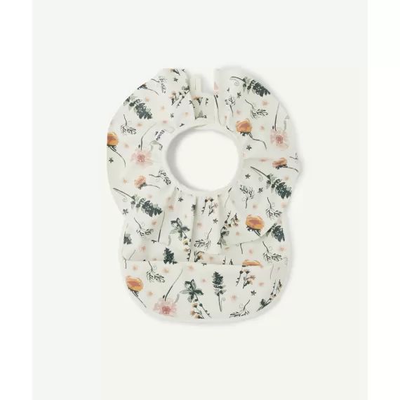 Le bavoir blanc fleuri en toile cirée –  – Soldes