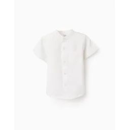 Chemise Avec Col Mao Et Poche Blanc