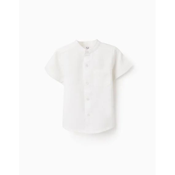 Chemise Avec Col Mao Et Poche Blanc
