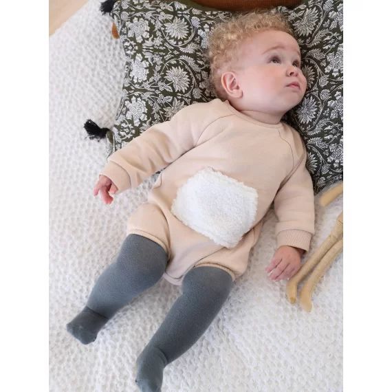 Combinaison barboteuse bébé manches longues sable