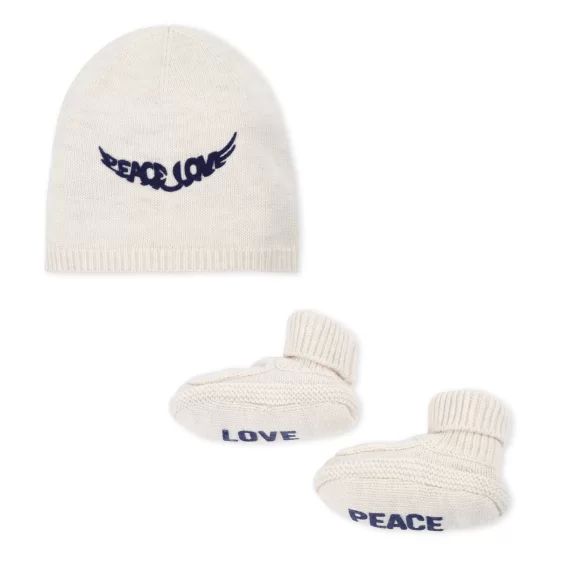 Ensemble bonnet et chaussons UNISEXE Beige