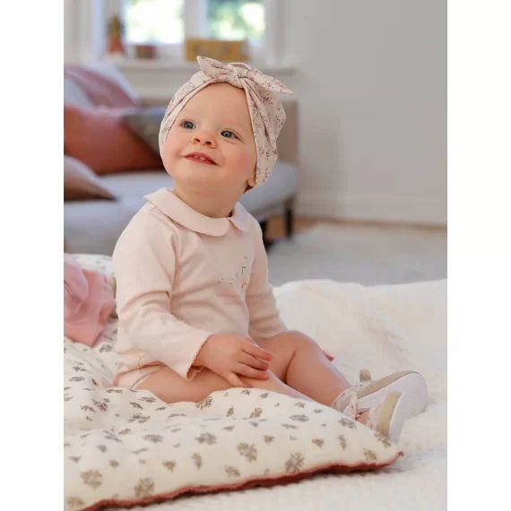 Body manches longues col claudine bébé rose pâle