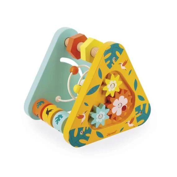 JANOD – Tropik Triangle Multi-activités en Bois – Jouet d&rsquo;Eveil – Dès 12 Mois bleu