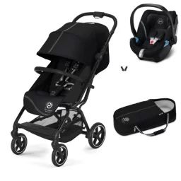Poussette Cybex Eezy S PLUS 2 + Cocoon S – Moon Black + Coque Auto Aton 5 – Deep Black (2022)