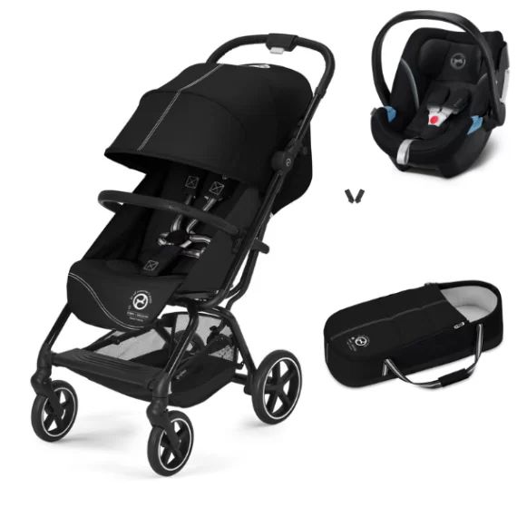 Poussette Cybex Eezy S PLUS 2 + Cocoon S – Moon Black + Coque Auto Aton 5 – Deep Black (2022)