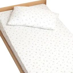 Drap-housse En Gaze De Coton Melody Blanc Imprimé Minimaliste