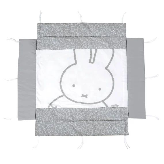 Tapis De Parc Universel Avec Bords – Motifs Hibou Adam & Eule Gris – Blanc / Lapin