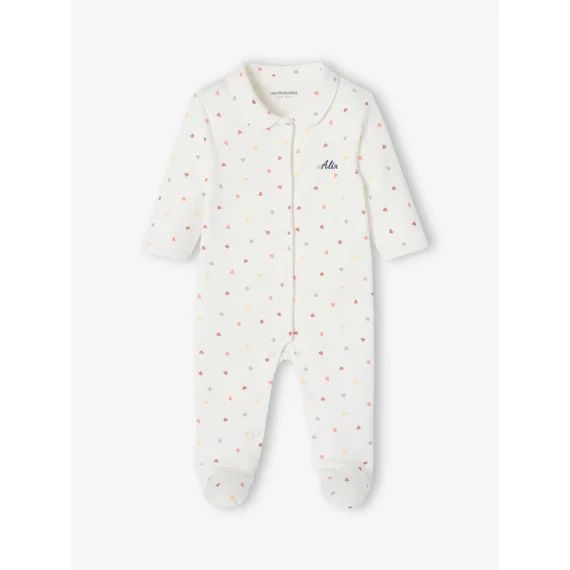 Coffret bébé dors-bien et 2 bodies petits cœurs personnalisables rose bonbon