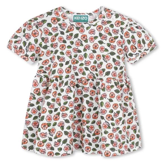 Robe imprimée manches ballons Fille Blanc