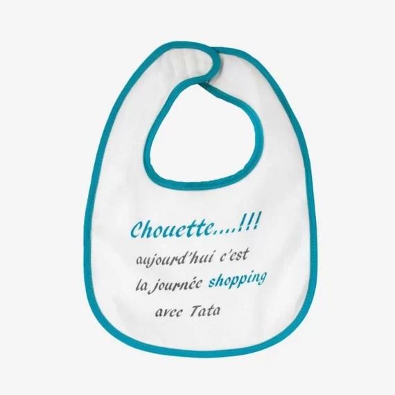 Bavoir 4-12 mois – TROIS KILOS SEPT – Bleu et blanc – Éponge et plastifié blanc