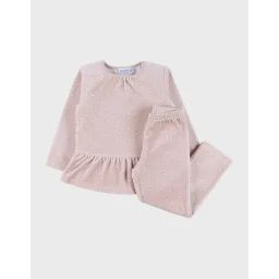 Pyjama 2 Pièces En Velours Imprimé Cerises Rose