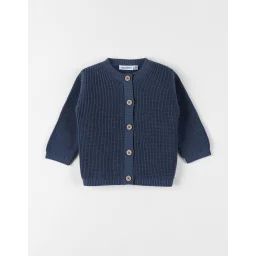 Cardigan En Tricot Coton Bleu