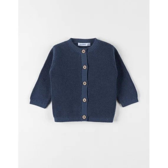 Cardigan En Tricot Coton Bleu
