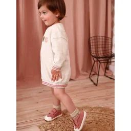 Robe en molleton motif love en bouclettes bébé beige chiné