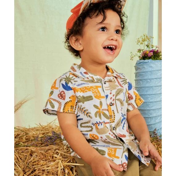 Chemise bébé garçon en coton thème jugnle –  – Soldes