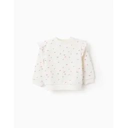 Sweat Avec Motif Et Volants Beige Clair