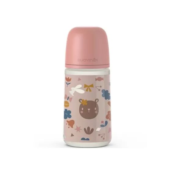 Biberon avec tétine symétrique SX PRO M rose poudré (270 ml)