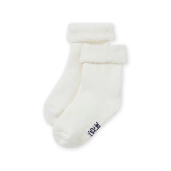 Chaussettes Unies Blanc Cassé Maille Bouclettes Bébé Fille