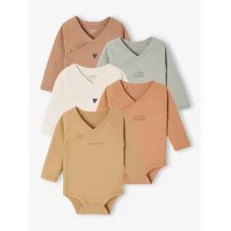 Lot de 5 bodies Basics ouverture naissance jaune pâle
