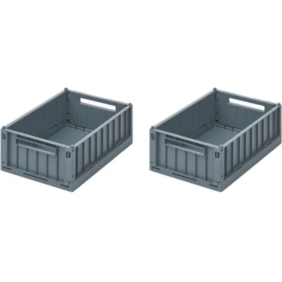 Lot de 2 petites caisses de rangement Weston Whale blue (9,5 x 18 x 25 cm)