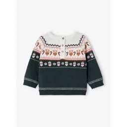 Pull jacquard de Noël bébé vert sapin