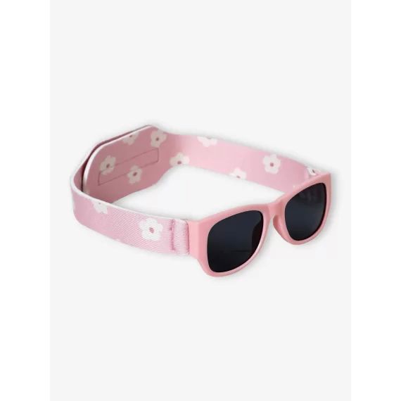 Lunettes de soleil bébé fille à fleurs rose
