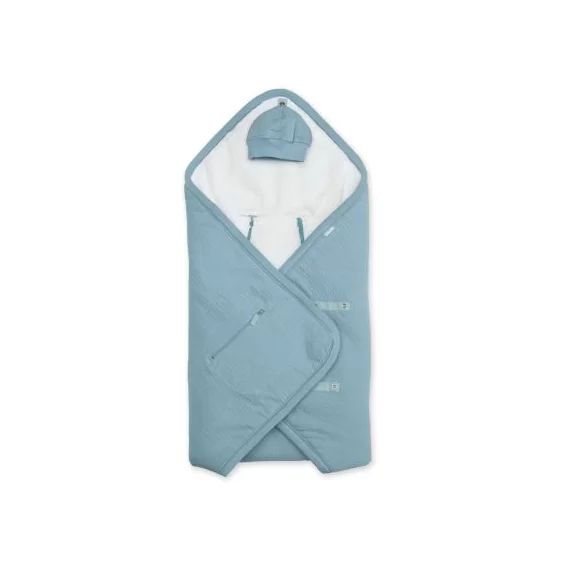 Couverture nomade chaude Biside Cadum bleu minéral (90 x 90 cm)
