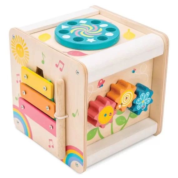 Petit cube d&rsquo;activités en bois – LE TOY VAN – Mixte – 24 mois – Marron – Blanc – Jouet d&rsquo;éveil compact blanc