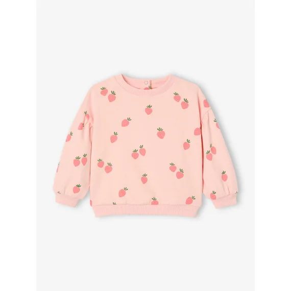 Sweat imprimé bébé en molleton rose