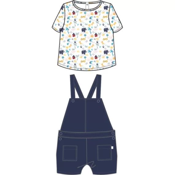 Ensemble t-shirt et salopette Garçon Bleu