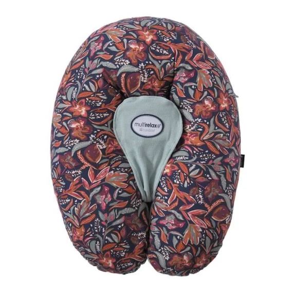 Coussin De Grossesse et D&rsquo;allaitement 3 En 1  Multirelax 3-9kg – Déhoussable – Fabriqué France Floral/Vert vert