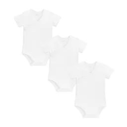 Lot De 3 Bodies Bébé Manches Courtes Croisés Blanc