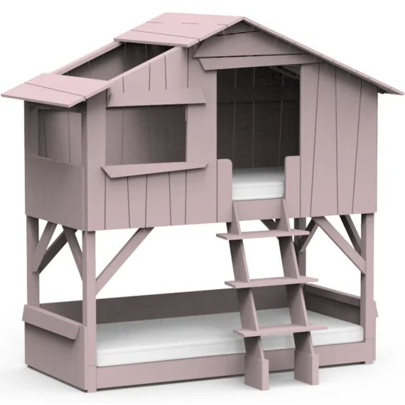 Lit cabane superposé finition laquée (3 coloris au choix)