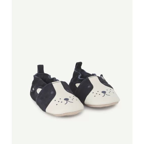 Chaussons bébé garçon en cuir avec détails chiens –  – Soldes