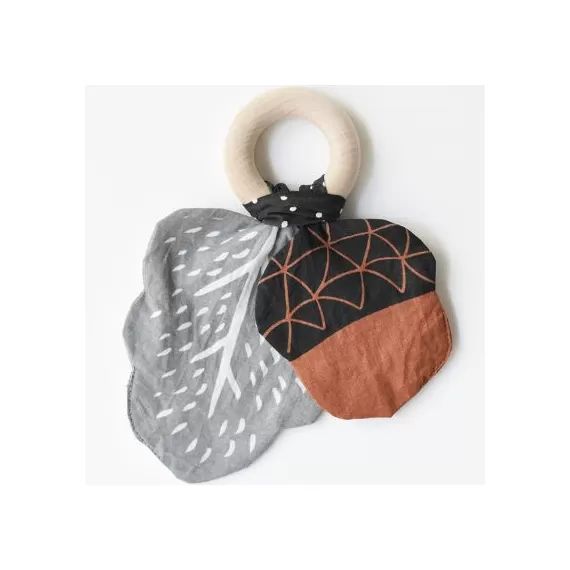 Hochet anneau en coton et bois Gland