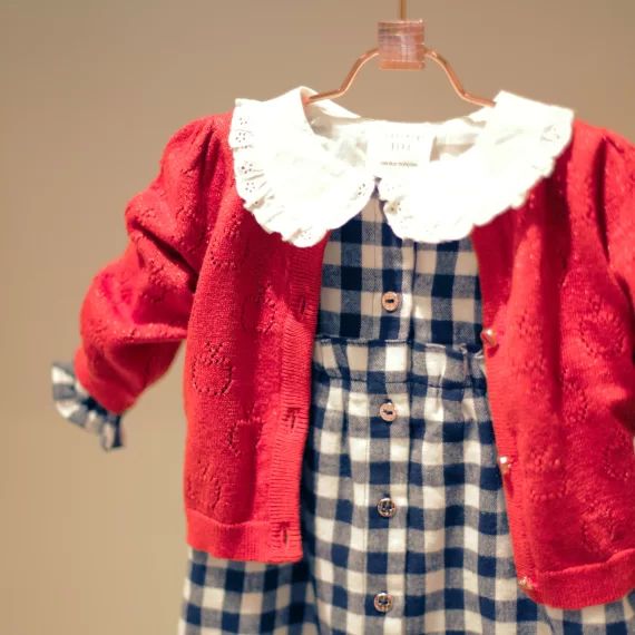 Robe en flanelle à carreaux Fille Blanc