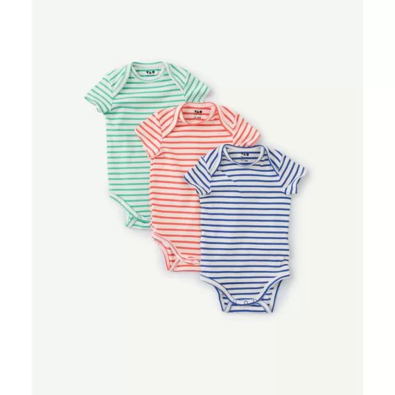 Lot de 3 body manches courtes bébé marinière
