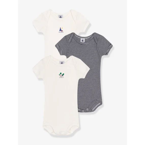 Lot 3 bodies manches courtes PETIT BATEAU vert amande