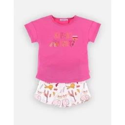 Pyjama 2 pièces court en jersey rose