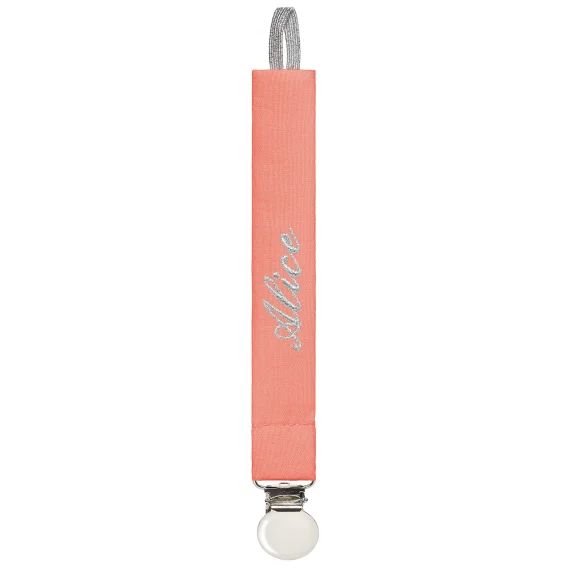 Attache sucette corail (personnalisable)