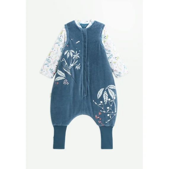 Turbulette D&rsquo;hiver En Velours Avec Pieds Retroussables Et Manches Amovibles Bianca Bleu