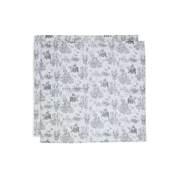 Lange gaze de Coton (x2)) 70x70cm Mésange bleue – Animaux de la forêt –