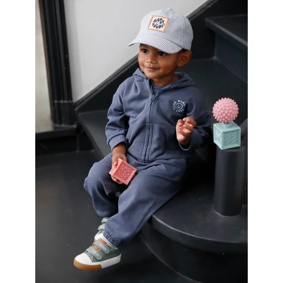 Ensemble sport sweat à capuche zippé + jogging bébé indigo